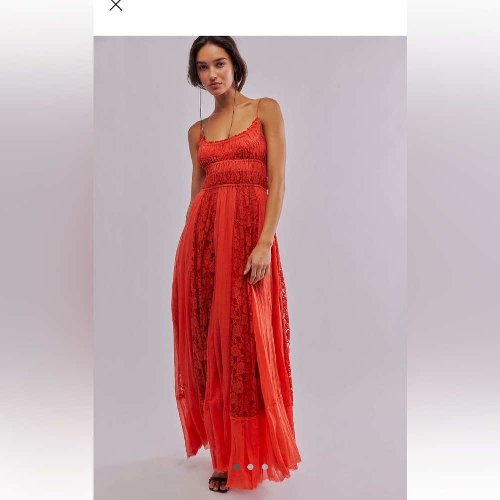 Free People Red Lace Maxi Dress